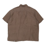 Unbranded Short Sleeve Shirt - Large Brown Silk