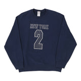 New York Fruit Of The Loom Sweatshirt - Large Navy Cotton Blend