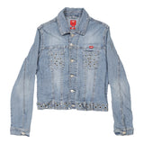 Vintage blue Y2K Punky Fish Denim Jacket - womens x-large
