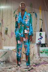 Double Breasted Shawl Jacket in Paint Stroke Pre Order