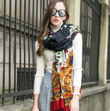 Anyyou 100% Pure Merino Wool Multicolor Paisley Stylish Poncho Winter Large Scarf With Trendy Pashmina Shawl Bandana For Womenfashion Design