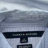 New York Fit Tommy Hilfiger Shirt - Large Blue Cotton