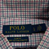 Slim Fit Polo By Ralph Lauren Checked Shirt - Large Red Cotton