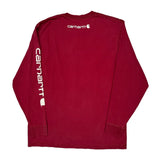Carhartt Spellout Long Sleeve T-Shirt - Large Red Cotton