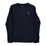 Southpole Waffle Knit Long Sleeve T-Shirt - Medium Navy Cotton