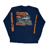 Cannonball Harley Davidson Graphic Long Sleeve T-Shirt - Large Blue Cotton
