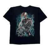 Skeleton Playing Guitar Rock Eagle Single Stitch T-Shirt - XL Black Cotton