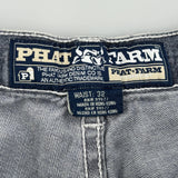 Phat Farm Double Knee Denim Shorts - 32W 11L Grey Denim
