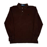 Polo By Ralph Lauren Long Sleeve Polo Shirt - Large Brown Cotton