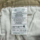 Carhartt Trousers - 28W 30L Khaki Cotton Blend