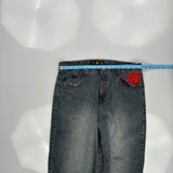 Lion Embroidery Unbranded Graphic Jeans - 36W 32L Green Cotton