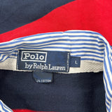 Polo By Ralph Lauren Striped Rugby Shirt - Large Navy Cotton