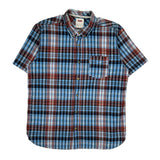 Levis Checked Short Sleeve Shirt - Large Blue Cotton