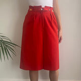 Les Copains Midi Skirt - 24W UK 4 Red Cotton