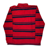 Tommy Hilfiger Striped Long Sleeve Polo Shirt - XL Red Cotton