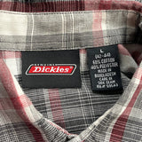 Dickies Checked Short Sleeve Shirt - Large Gray Cotton Blend