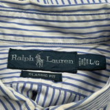 Ralph Lauren Striped Short Sleeve Shirt - Large Blue Cotton