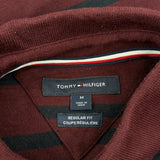 Tommy Hilfiger Striped Polo Shirt - Medium Burgundy Cotton
