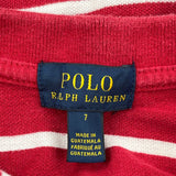 Age 7 Polo By Ralph Lauren Striped Polo Shirt - Small Red Cotton