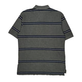 Nautica Striped Polo Shirt - Large Grey Cotton