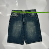 Phat Pharm Denim Shorts - 36W 11L Dark Wash Cotton