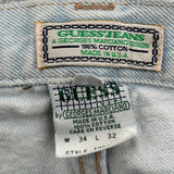 Made In USa Guess Jeans - 34W 32L Light Wash Cotton