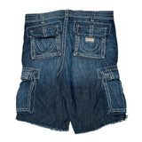 True Religion Cargo Denim Shorts - 40W 12L Blue Cotton
