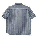 Dickies Striped Short Sleeve Shirt - Large Blue Cotton