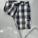 American Eagle Checked Cargo Shorts - 36W 10L Blue Cotton