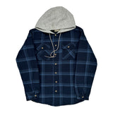 Wrangler Checked Flannel Shirt - Small Blue Cotton