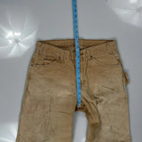 Dickies Double Knee Carpenter Trousers - 32W 30L Beige Cotton