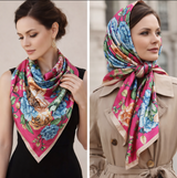 Anyyou Fashion Premium Satin Square Scarf – Peony Pink Silk-Feel Neckwrap for Women