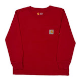 Age 8-10 Carhartt Long Sleeve T-Shirt - Small Red Cotton