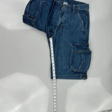 Wrangler Cargo Denim Shorts - 30W 12L Blue Cotton