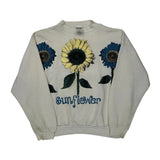 Sunflower Tultex Floral Sweatshirt - XL Blue Cotton Blend