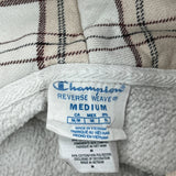 Reverse Weave Champion Checked Hoodie - Medium Brown Cotton Blend