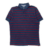 Tommy Hilfiger Striped Polo Shirt - Medium Blue Cotton