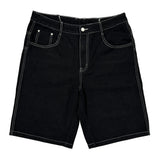 Unbranded Contrast Stitch Denim Shorts - 34W 11L Black Denim
