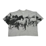 Cropped Unbranded Graphic T-Shirt - XL Gray Cotton
