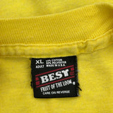 Single Stitch Fruit Of The Loom Graphic T-Shirt - XL Yellow Cotton Blend