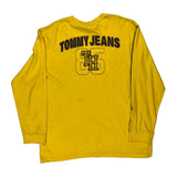 85 Tommy Jeans Graphic Long Sleeve T-Shirt - Large Yellow Cotton