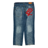 Handprint Design Miskeen Hip Hop Jeans - 39W 33L Blue Denim