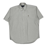 Ralph Lauren Striped Short Sleeve Shirt - Large Beige Cotton