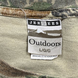 Jerzees Camo Long Sleeve T-Shirt - Large Green Cotton