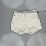 Levis Denim Shorts - 26W UK 6 White Cotton