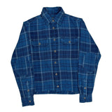 Cropped Polo By Ralph Lauren Checked Flannel Shirt - Small Blue Cotton