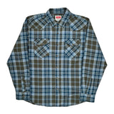 Wrangler Checked Flannel Shirt - Large Blue Cotton