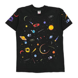 Single Stitch Space Theme Fruit Of The Loom Graphic T-Shirt - Medium Multicoloured Cotton