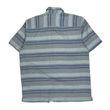 Quiksilver Striped Short Sleeve Shirt - Large Blue Cotton