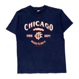 Chicago Fire Dept. Fruit Of The Loom Single Stitch T-Shirt - Large Navy Cotton
